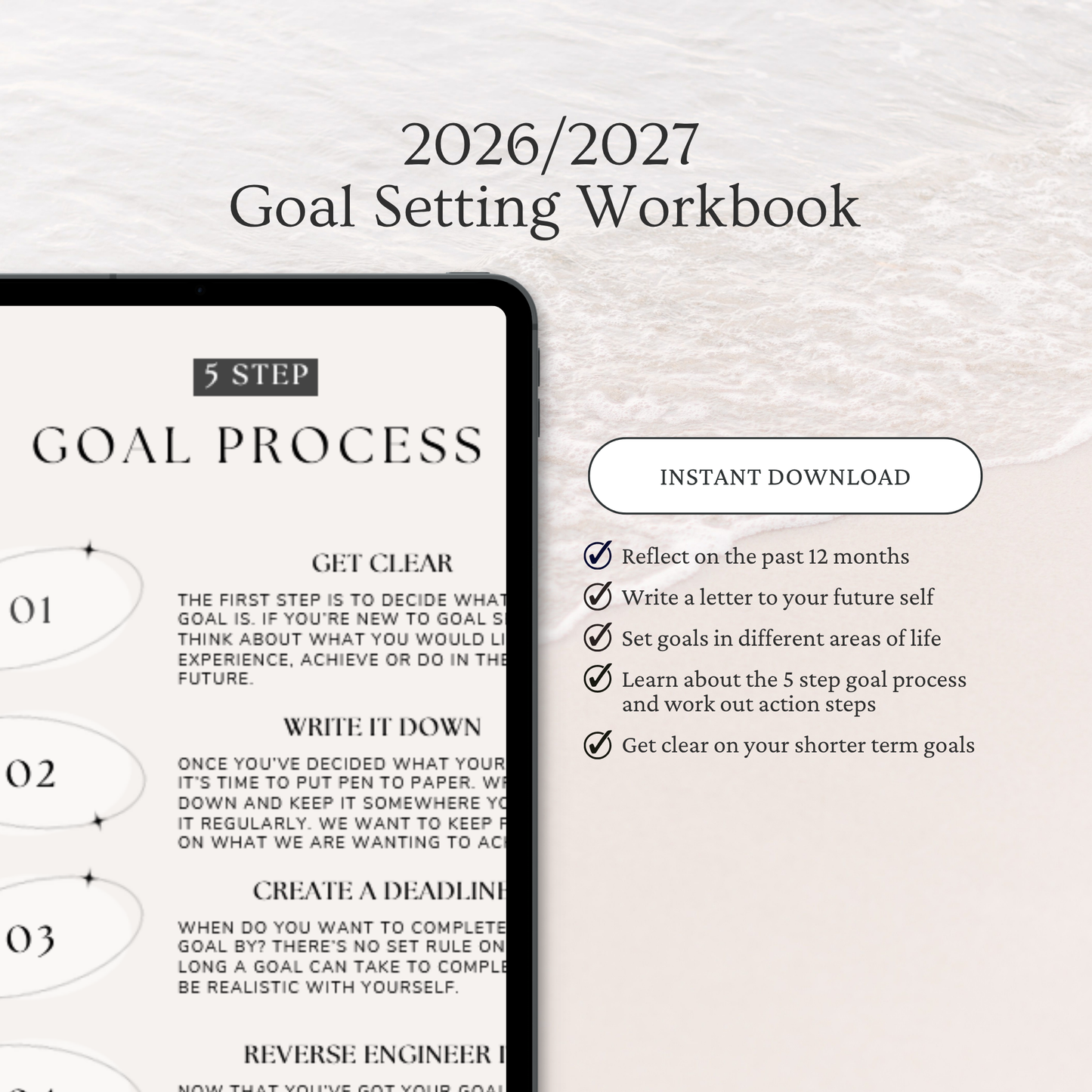Goal Setting Workbook 2026-2027 | Printable Goal Planner PDF | Annual Life Planner | Instant Digital Download